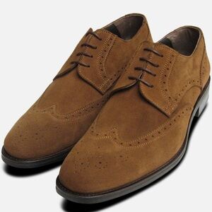 Cobble & Hyde Chocolate Brown Suede String-Up Brogue Oxfords Size 11